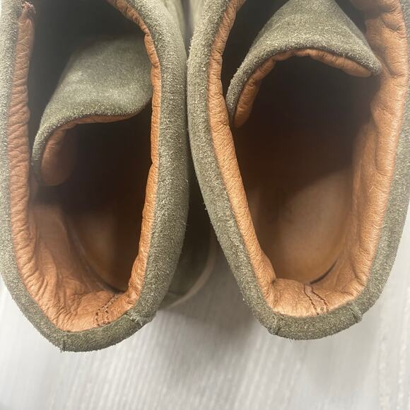Frye Women's Lena Olive Green Zip Oiled Suede High Top Sneakers Size 5.5 - Picture 8 of 10